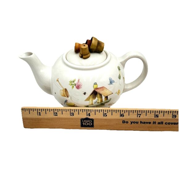 Marjolein Bastin Hallmark Teapot Birdhouse Birds Bees Butterfly w Flowerpot Lid - Picture 8 of 10